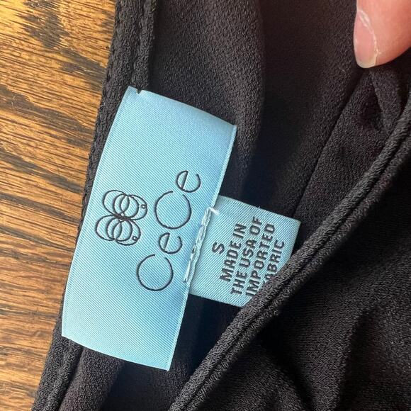 CeCe Women's Mixed Media Pearl-Stud Top in Rich Black - Small - Picture 5 of 9